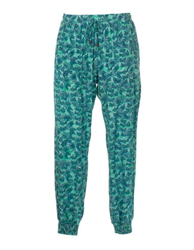 Pantalon viscosa bajo smocke estampado canarios