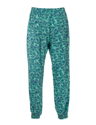 Pantalon viscosa bajo smocke estampado canarios