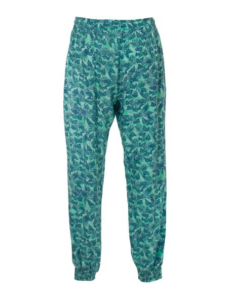 Pantalon viscosa bajo smocke estampado canarios