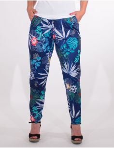 Pantalon malla 95% poliester 5% elastano estampado hibiscus