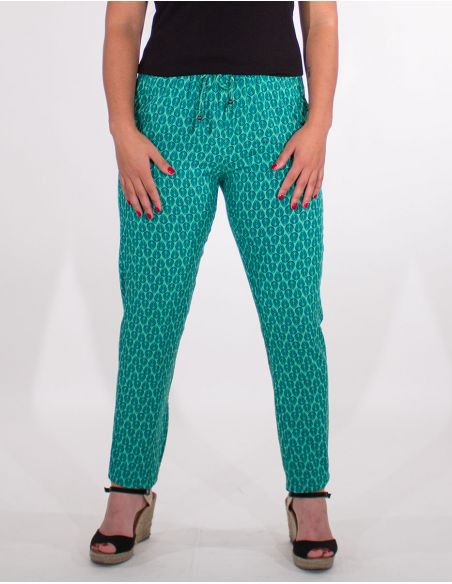 Pantalon viscosa estampado paon