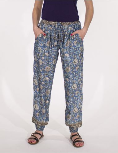 Pantalon poliester estampado flores
