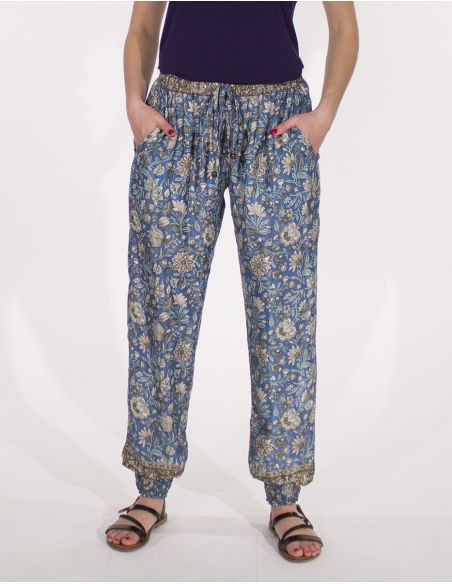 Pantalon poliester estampado flores
