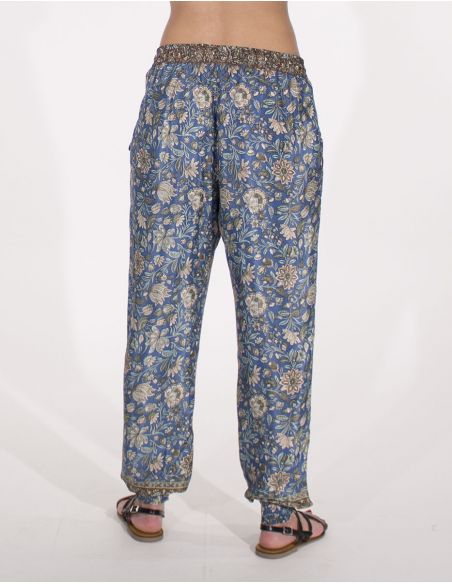 Pantalon poliester estampado flores
