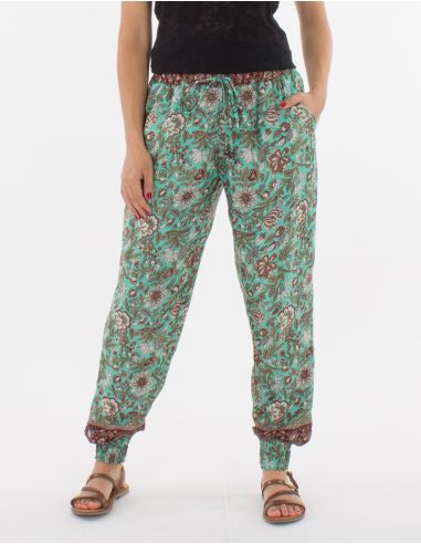 Pantalon poliester estampado flores