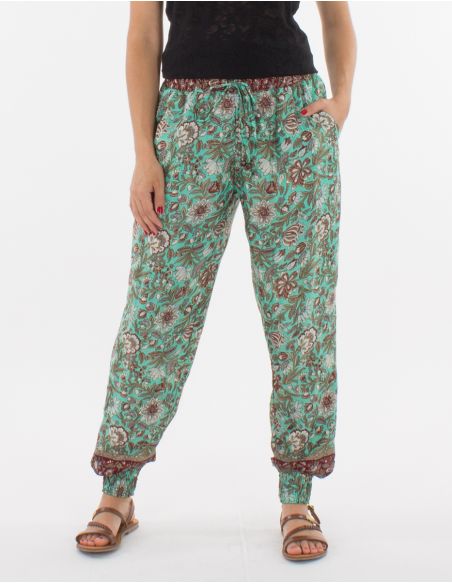 Pantalon poliester estampado flores