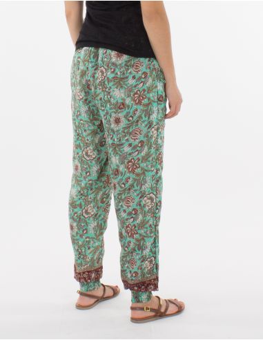 Pantalon poliester estampado flores