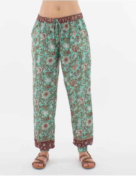 Pantalon poliester estampado flores