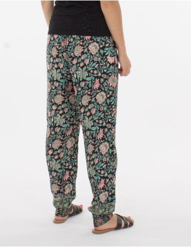 Pantalon poliester estampado flores