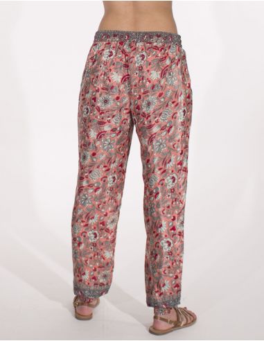 Pantalon poliester estampado flores