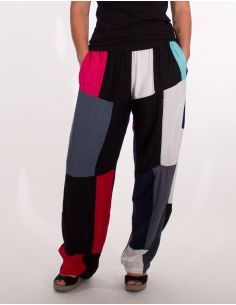 Pantalon viscosa patchwork