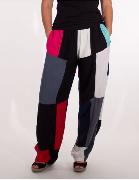Pantalon viscosa patchwork