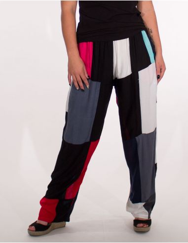 Pantalon viscosa patchwork