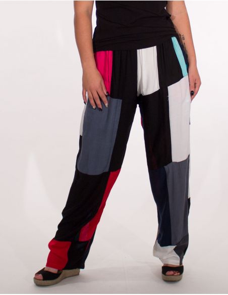 Pantalon viscosa patchwork
