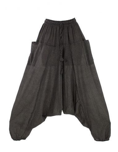 Sarouel algodon raya mixto cintura elastica bolsillos 