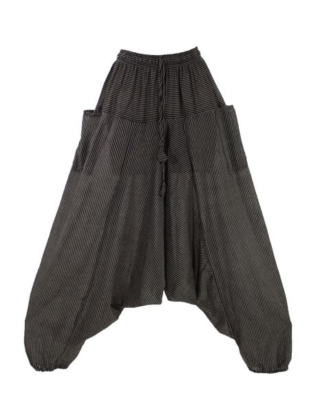 Sarouel algodon raya mixto cintura elastica bolsillos 