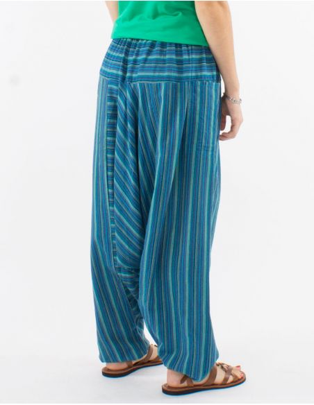 Sarouel algodon raya mixto cintura elastica bolsillos 