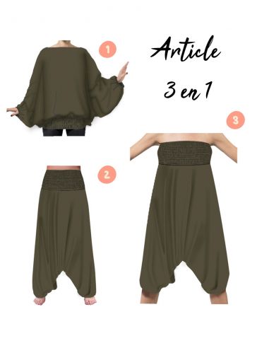 Sarouel mujer 3 en 1 algodon estampado 