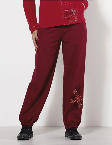 Pantalón f algodón con bordados
