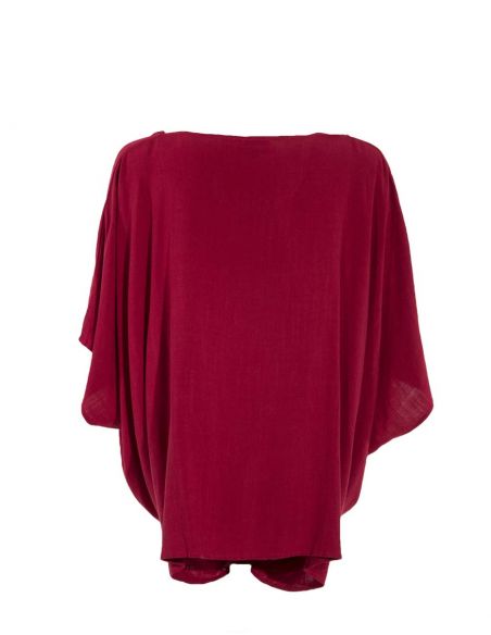 Poncho 88% viscosa 12% lino mangas cortas liso