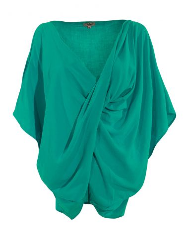 Poncho 88% viscosa 12% lino mangas cortas liso