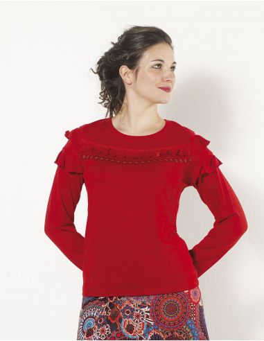 Jersey malla 95% poliéster 5% elastano con pompones