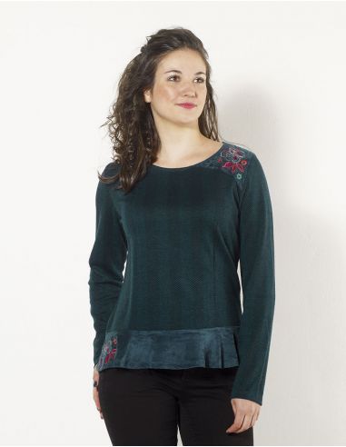 Jersey malla 63% poliéster 32% viscosa 5% elastano bordado