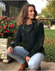 Jersey malla chenille poliéster con patchs