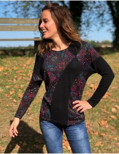 Jersey fino malla 74% viscosa 21% poliéster 5% elastano patchs estampado laure