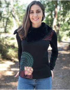 Jersey malla 97% poliester 3% elastano cuello pelo sintetico  2