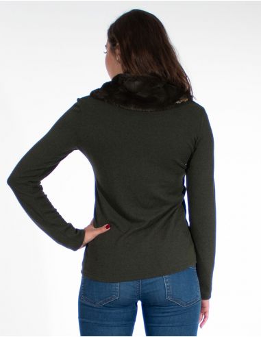 Jersey malla 97% poliester 3% elastano cuello pelo sintetico 