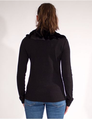 Jersey malla 97% poliester 3% elastano cuello pelo sintetico 