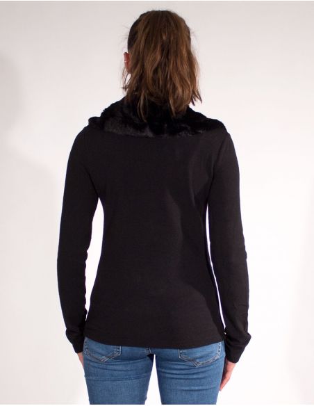 Jersey malla 97% poliester 3% elastano cuello pelo sintetico 