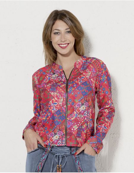 Chaqueta poliester estampado tamel