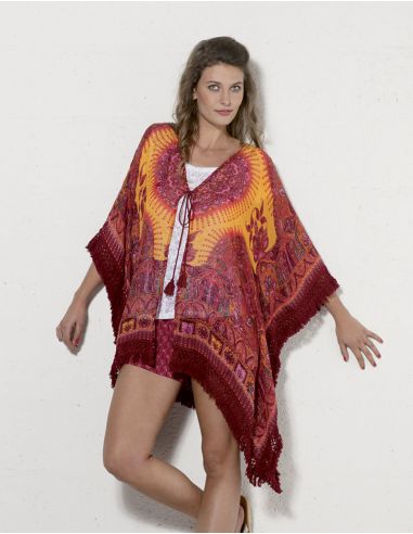 Chaqueta poliester mangas cortas estampado ankara