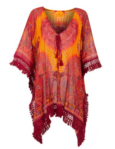 Chaqueta poliester mangas cortas estampado ankara