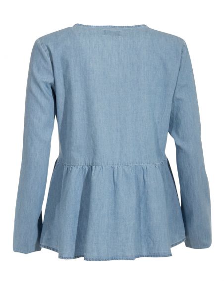 Chaqueta algodon jean bordada mangas largas