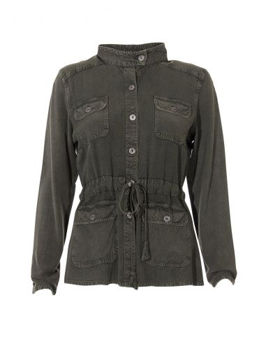 Chaqueta viscosa sw con bolsillos mangas largas