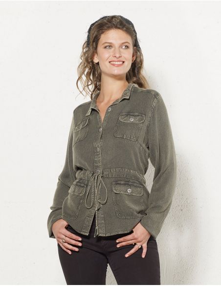 Chaqueta viscosa sw con bolsillos mangas largas