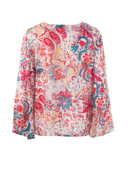 Chaqueta viscosa mangas largas estampado romantico