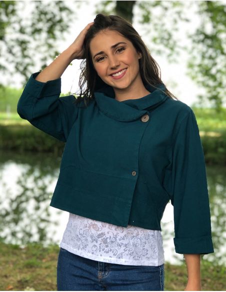 Chaqueta algodon lisa cuello grande sw