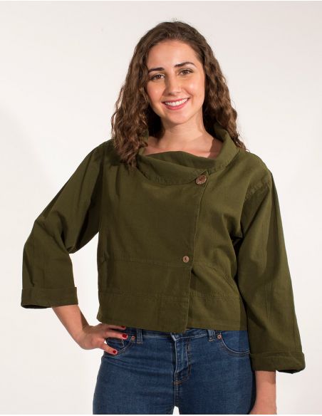 Chaqueta algodon lisa cuello grande sw