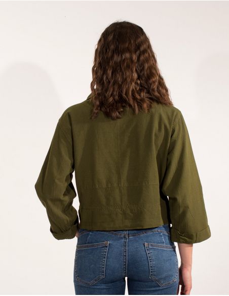 Chaqueta algodon lisa cuello grande sw