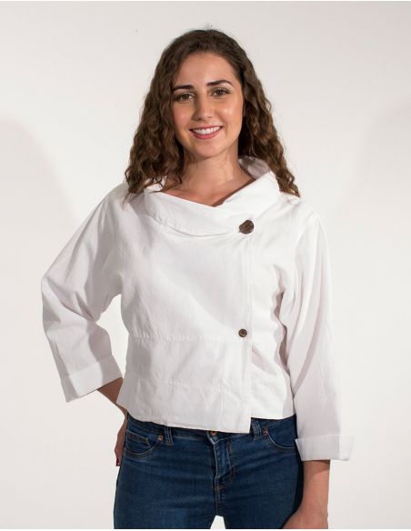 Chaqueta algodon lisa cuello grande sw