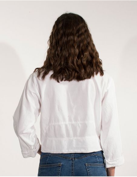 Chaqueta algodon lisa cuello grande sw