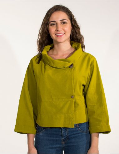 Chaqueta algodon lisa cuello grande sw