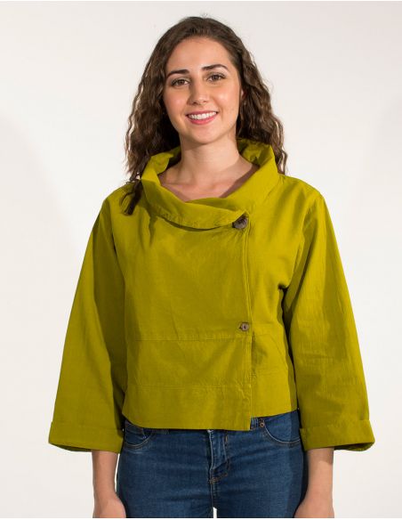 Chaqueta algodon lisa cuello grande sw