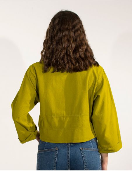 Chaqueta algodon lisa cuello grande sw