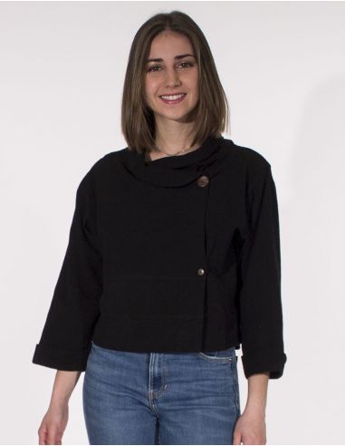 Chaqueta algodon lisa cuello grande sw