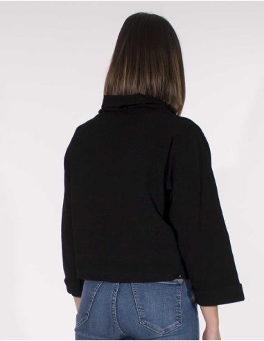 Chaqueta algodon lisa cuello grande sw